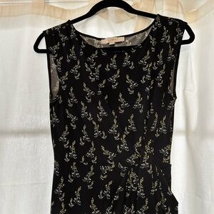 LOFT Black Dress with Yellow Floral Accents